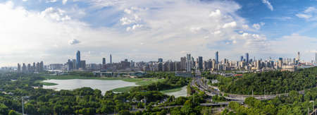 Hubei Wuhan summer city skyline sceneryの写真素材