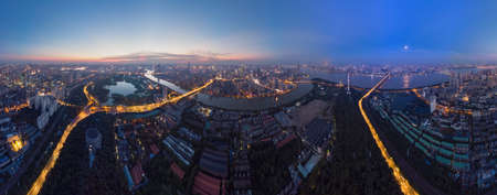 Hubei Wuhan summer city skyline scenery