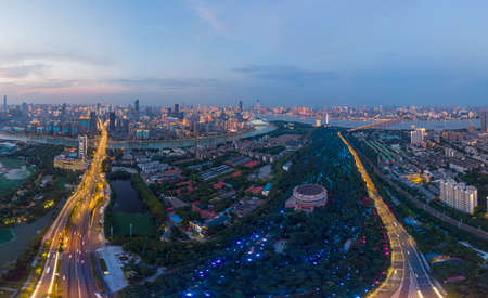 Hubei Wuhan summer city skyline sceneryの写真素材