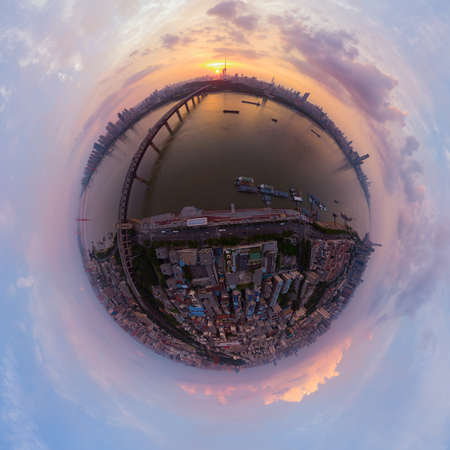 Hubei Wuhan summer city skyline sceneryの写真素材