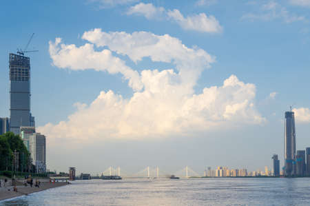 Hubei Wuhan summer city skyline sceneryのeditorial素材