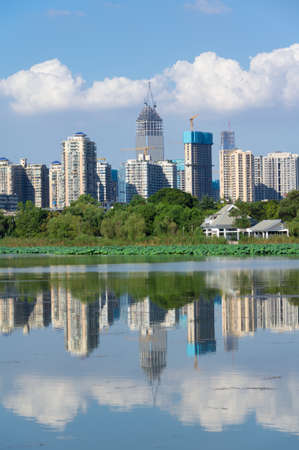 Hubei Wuhan summer city skyline sceneryのeditorial素材