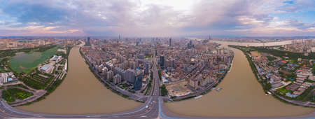 Hubei Wuhan summer city skyline sceneryのeditorial素材