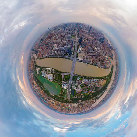 Hubei Wuhan summer city skyline scenery