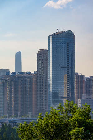 Hubei Wuhan summer city skyline sceneryのeditorial素材