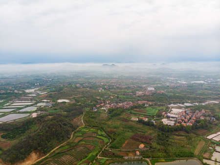 Spring scenery of Baoan Lake and Zhaoshan Forest Park in Huangshi, Hubeiの写真素材
