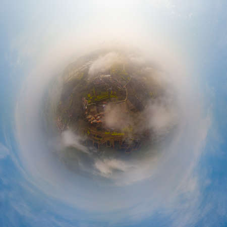 Spring aerial scenery of Hubei Huangshi Nhaoshan Forest Parkの写真素材