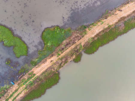 Spring aerial scenery of Hubei Huangshi Nhaoshan Forest Parkの写真素材