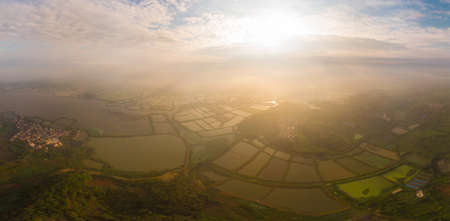 Spring aerial scenery of Hubei Huangshi Nhaoshan Forest Parkの写真素材