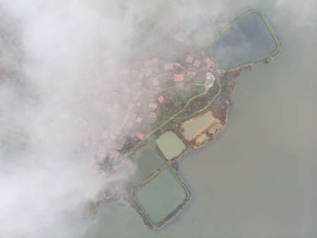 Spring aerial scenery of Hubei Huangshi Nhaoshan Forest Parkの写真素材