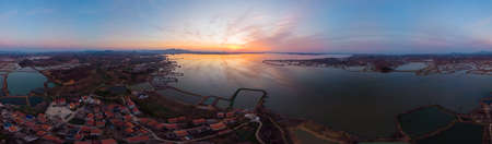 Spring aerial scenery of Hubei Huangshi Nhaoshan Forest Parkの写真素材