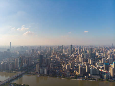 Hubei Wuhan summer city skyline sceneryのeditorial素材