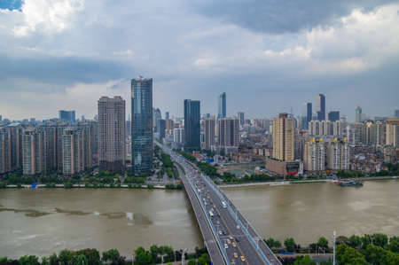 Hubei Wuhan summer city skyline sceneryのeditorial素材