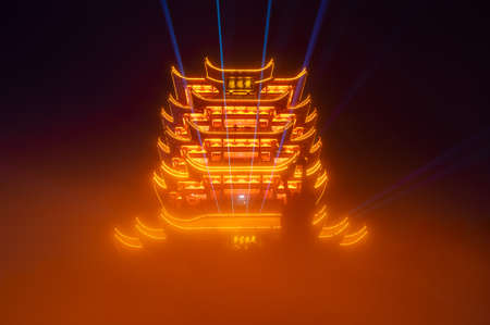 Hubei Wuhan Light Show Night Sceneryのeditorial素材