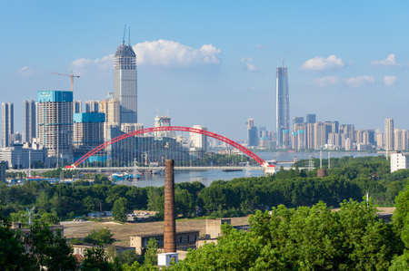 Hubei Wuhan summer city skyline sceneryのeditorial素材
