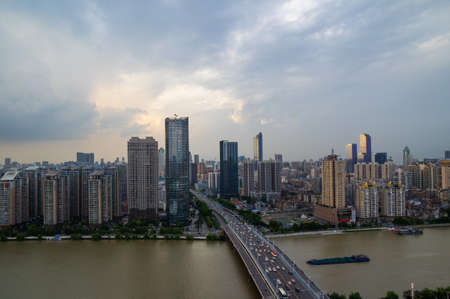 Hubei Wuhan summer city skyline sceneryのeditorial素材