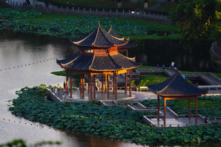 Hubei Wuhan summer city skyline scenery