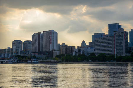Hubei Wuhan summer city skyline scenery