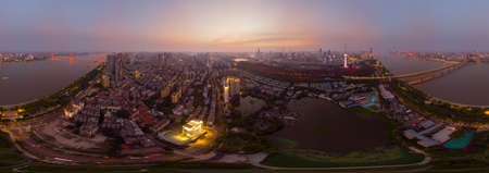 Hubei Wuhan summer city skyline night sceneryの写真素材