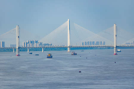 Hubei Wuhan summer city skyline sceneryの写真素材