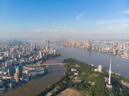 Hubei Wuhan summer city skyline sceneryの写真素材