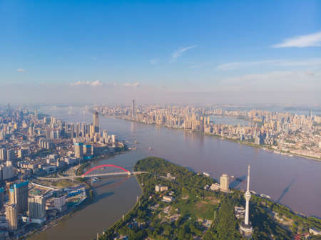 Hubei Wuhan summer city skyline sceneryの写真素材