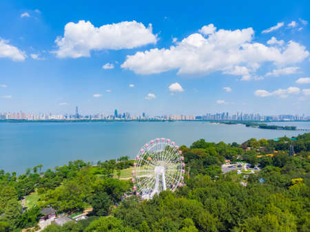 Summer scenery of East Lake Tourism Scenic Area in Wuhan, Hubeiの写真素材