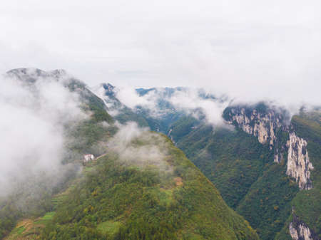 Autumn scenery of the Dixin Valley Scenic Area in Enshi, Hubeiの写真素材