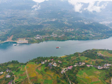 Autumn scenery of Jianshiye Three Gorges Scenic Area in Enshi, Hubeiの写真素材