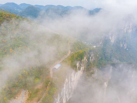 Autumn scenery of Jianshiye Three Gorges Scenic Area in Enshi, Hubeiの写真素材
