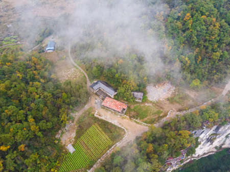 Autumn scenery of Jianshiye Three Gorges Scenic Area in Enshi, Hubeiの写真素材