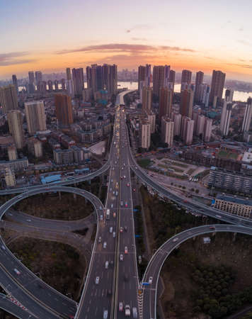 Wuhan city skyline scenery in Hubeiのeditorial素材