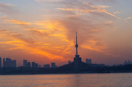 Wuhan city skyline scenery in Hubeiのeditorial素材