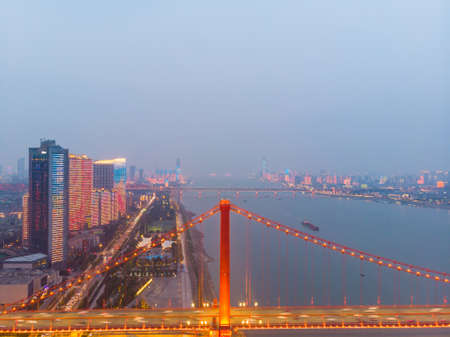 Wuhan city skyline scenery in Hubeiのeditorial素材