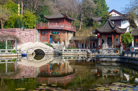 Spring scenery of Huanghe Tower Park in Wuhan, Hubeiのeditorial素材