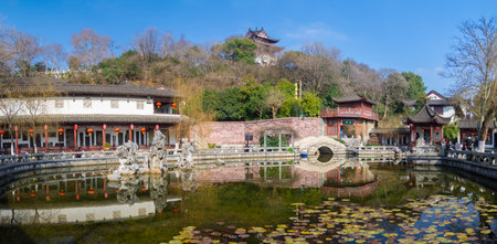 Spring scenery of Huanghe Tower Park in Wuhan, Hubeiのeditorial素材
