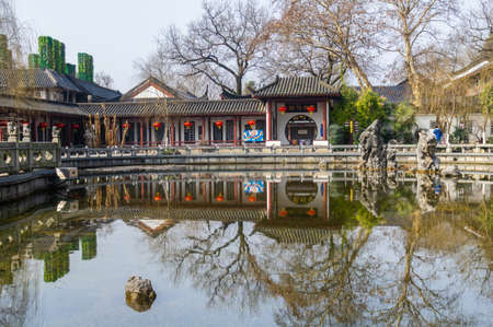 Spring scenery of Huanghe Tower Park in Wuhan, Hubeiのeditorial素材