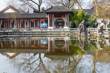 Spring scenery of Huanghe Tower Park in Wuhan, Hubeiのeditorial素材