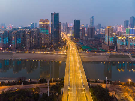 Wuhan city skyline scenery in Hubeiのeditorial素材