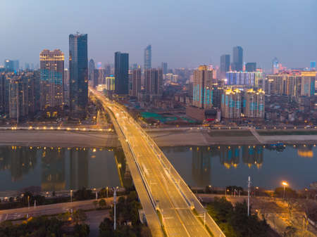 Wuhan city skyline scenery in Hubeiのeditorial素材