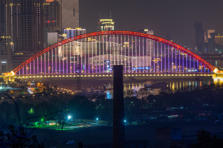 Wuhan city skyline scenery in Hubeiのeditorial素材