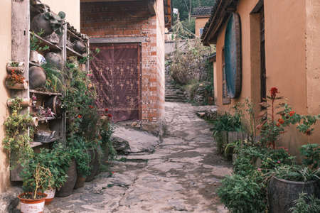 Scenery of Tianpu Dawan Ancient Town, Xinyang County, Henanの写真素材
