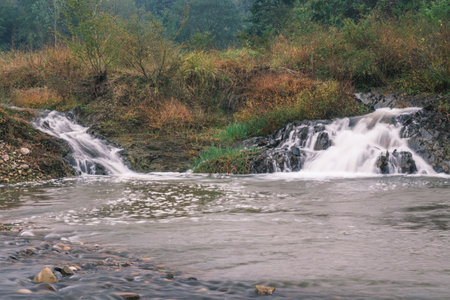 Autumn scenery of Yangshan River Bar in Huanggang, Hubeiの写真素材