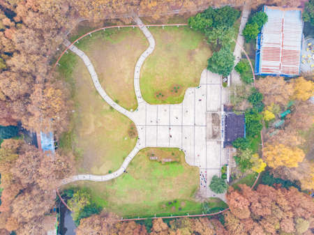 Aerial scenery of Zhongshan Park in Wuhan, Hubei in late autumn and early winter