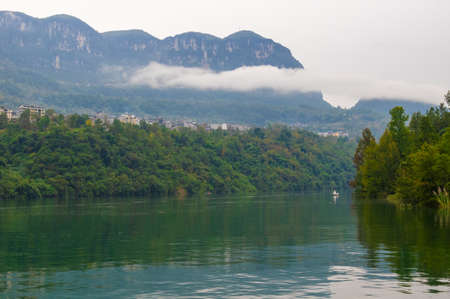 Autumn scenery of Qingjiangye Three Gorges Scenic Area at Jianshi, Enshi, Hubeiの写真素材