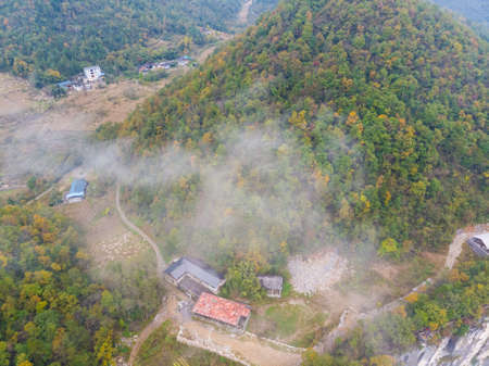 Autumn scenery of Qingjiangye Three Gorges Scenic Area at Jianshi, Enshi, Hubeiの写真素材