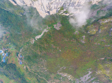 Autumn scenery of Qingjiangye Three Gorges Scenic Area at Jianshi, Enshi, Hubeiの写真素材