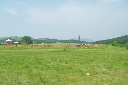 Spring scenery of Huangpi Mulan Yunwu Mountain in Wuhan, Hubeiの写真素材