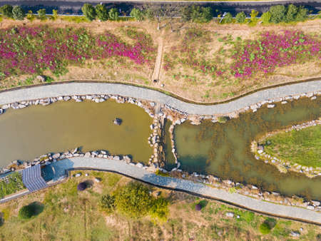 Autumn scenery of Mulan Grassland Scenic Area in Wuhan, Hubeiの写真素材