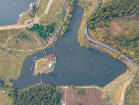 Autumn scenery of Mulan Grassland Scenic Area in Wuhan, Hubeiの写真素材